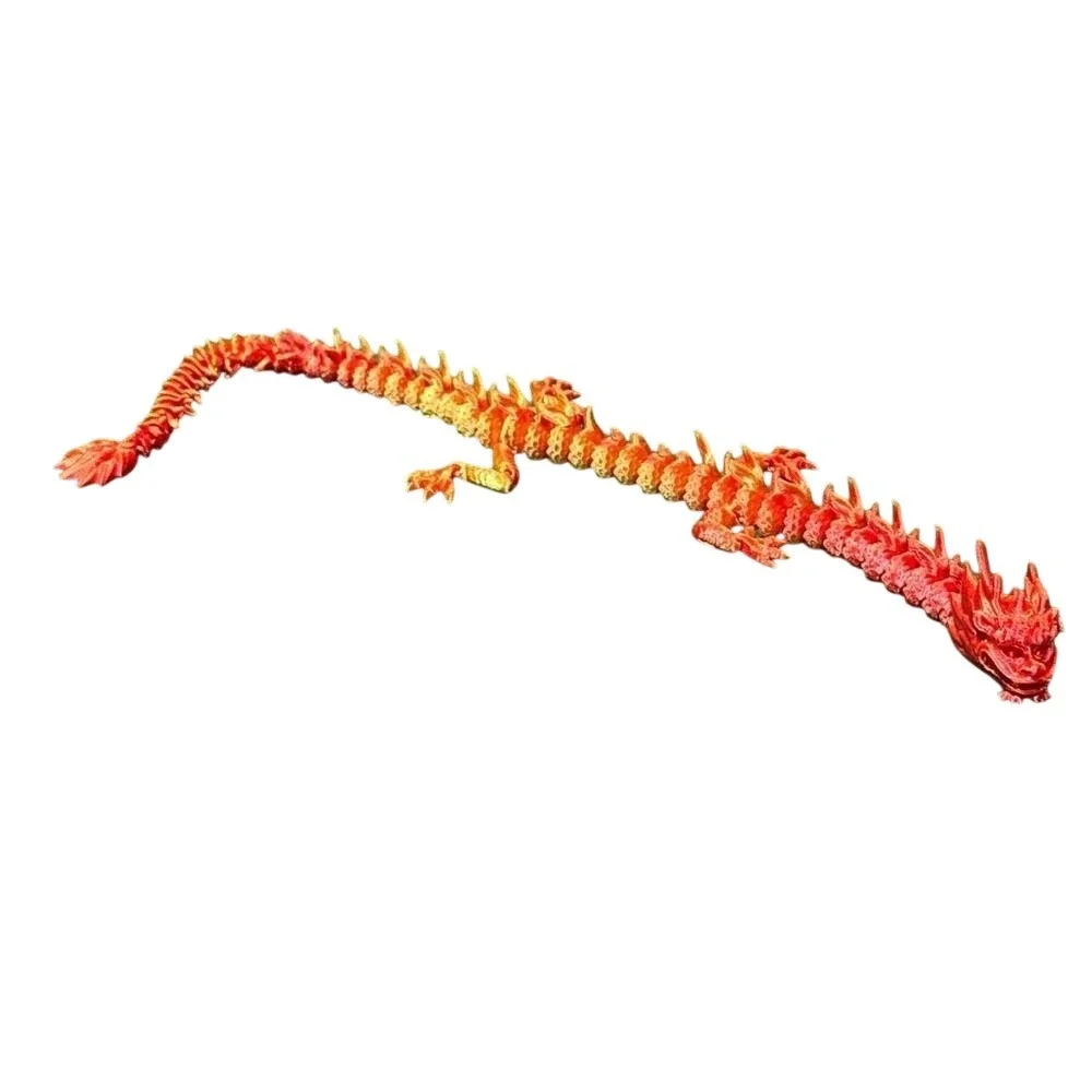 Flexi Factory Imperial Dragon 3D Printed Orange Red Fire Articulated Fidget Toy